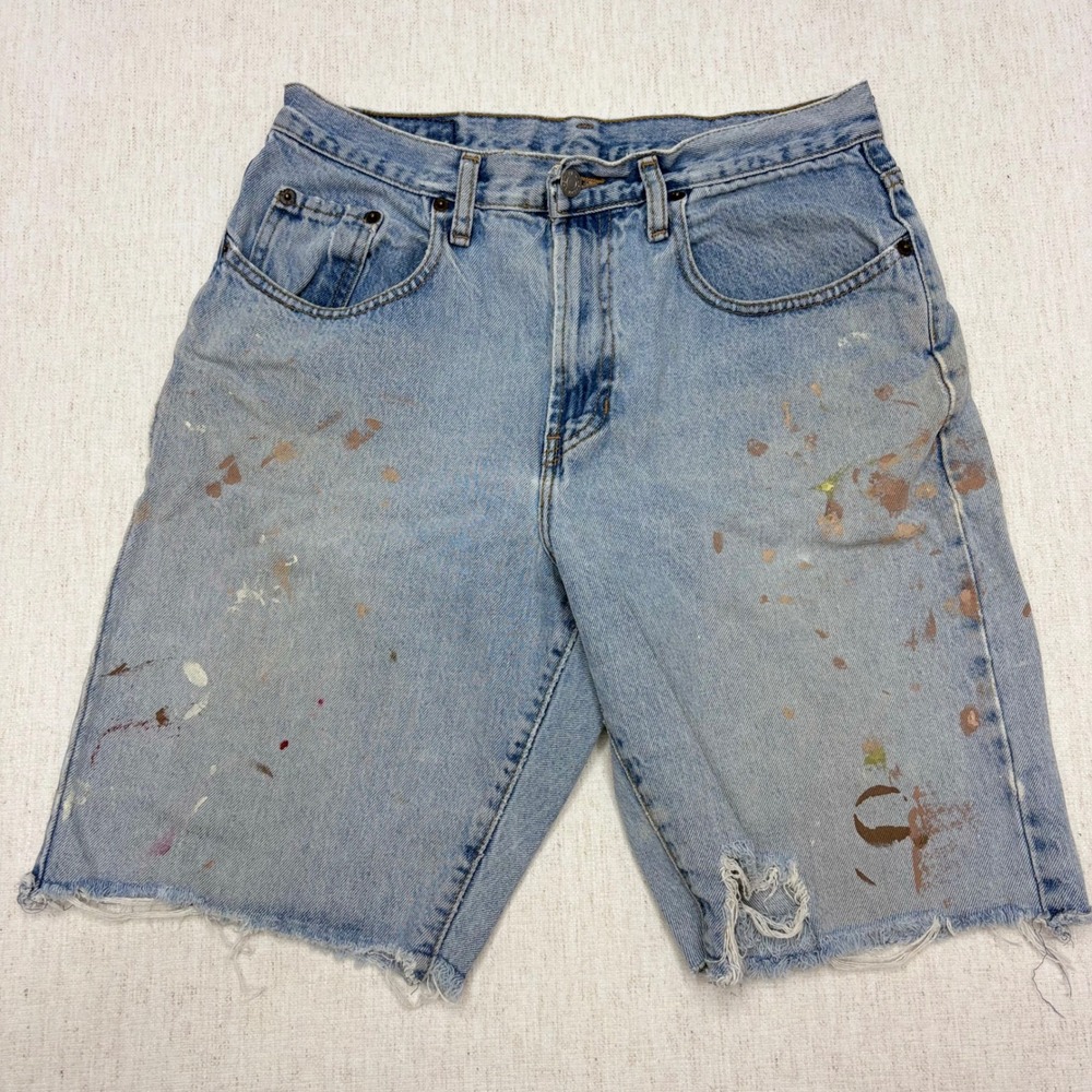 Vintage Gap Denim Paint Splatter Distressed Cut Off Shorts Light Woman's SZ 8